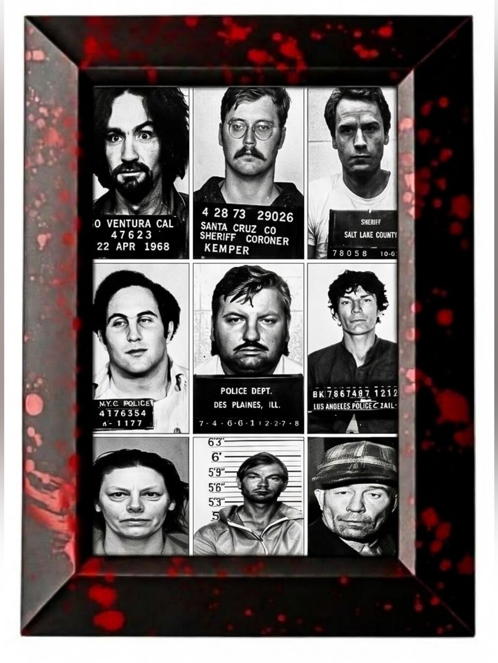Serial Killer Mugshot Vintage Retro Gothic Murder crime passion unique bizarre